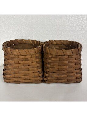 Vtg Basketville Wicker Twin Double Wine Basket vintage Vermont cottage rustic